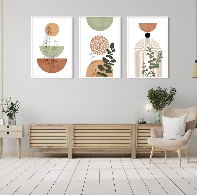 Set x3 Cuadros Abstractos, Boho - Tree House Deco