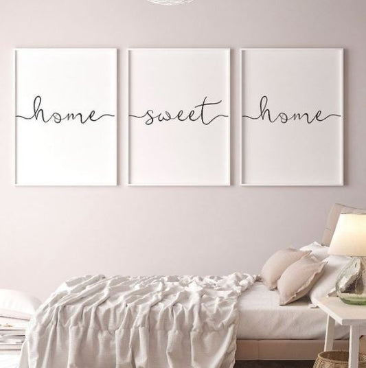 Set x3 Cuadros Decorativos, Frase "HOME SWEET HOME" - Tree House Deco