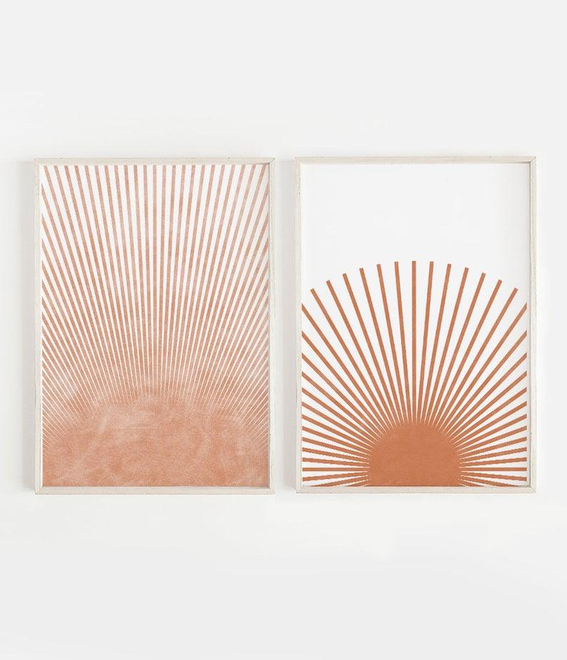 Set x2 Cuadros Decorativos Abstracto, Rayas Naranja - Tree House Deco