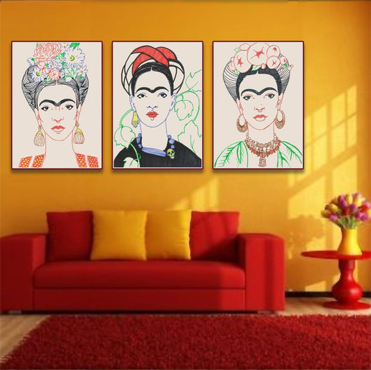 Set x3 Cuadros Decorativos Frida , Rostros - Tree House Deco