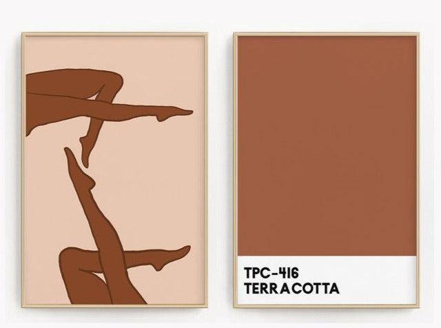 Set x2 Cuadros Decorativos Abstracto, Piernas , Terracotta - Tree House Deco