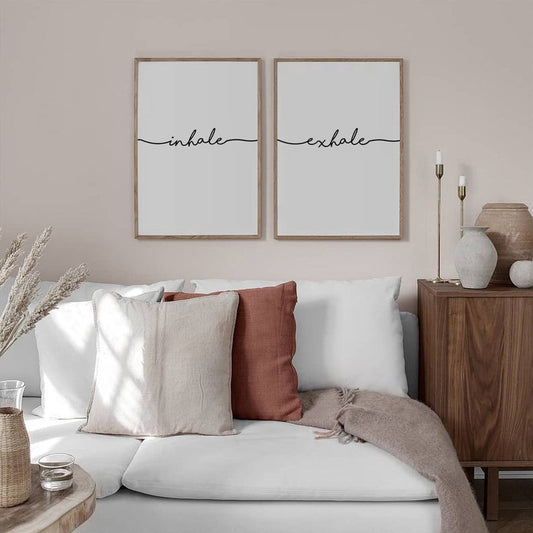 Set x2 Cuadro Decorativo Frase , "Inhale , exhale" - Tree House Deco