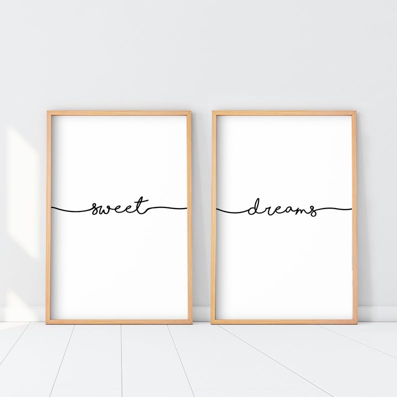 Set x2 Cuadros Decorativos Frase , "sweet dreams" - Tree House Deco