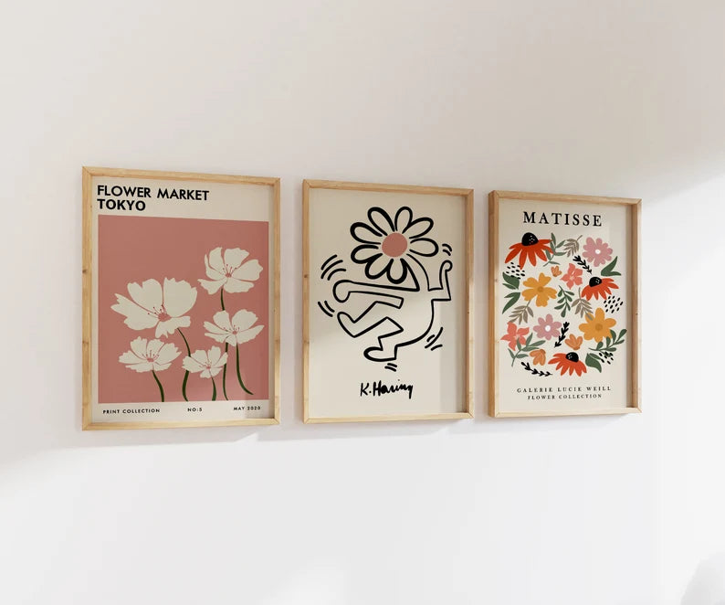 Set x3 Cuadros Abstractos, Matisse, Flower Market, Colores - Tree House Deco