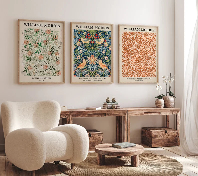 Set x3 Cuadros Abstractos, William Morris, Colores - Tree House Deco