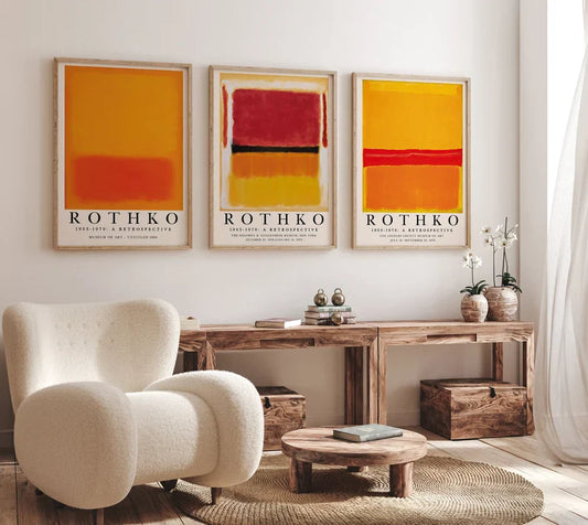 Set x3 Cuadros Rothko Naranja, Rojo - Tree House Deco